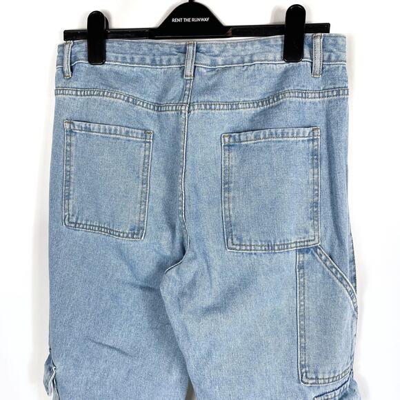 Superdown‎ Amanda Cargo Jeans Blue High Rise Pockets Straight Leg Sz 27 - Picture 10 of 11